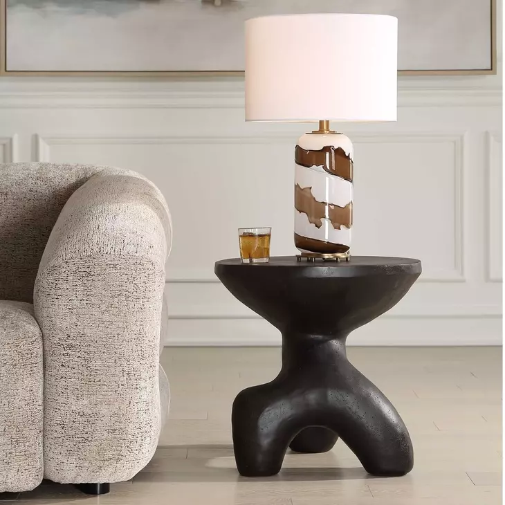 Veta Black Outdoor Round Accent Table