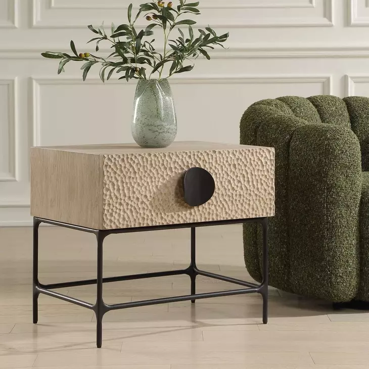 Prescott Beige and Black Rectangular Side Table