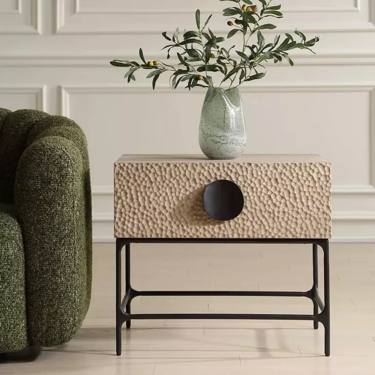 Prescott Beige and Black Rectangular Side Table