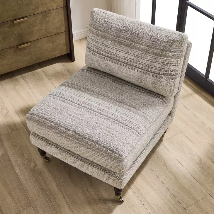 Prescott Beige and Brown Upholstered Slipper Chair