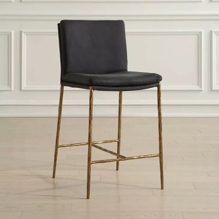 Arlington Charcoal Gray Leather Upholstered Counter Height Stool