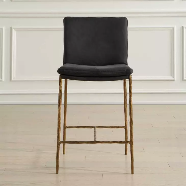 Arlington Charcoal Gray Leather Upholstered Counter Height Stool