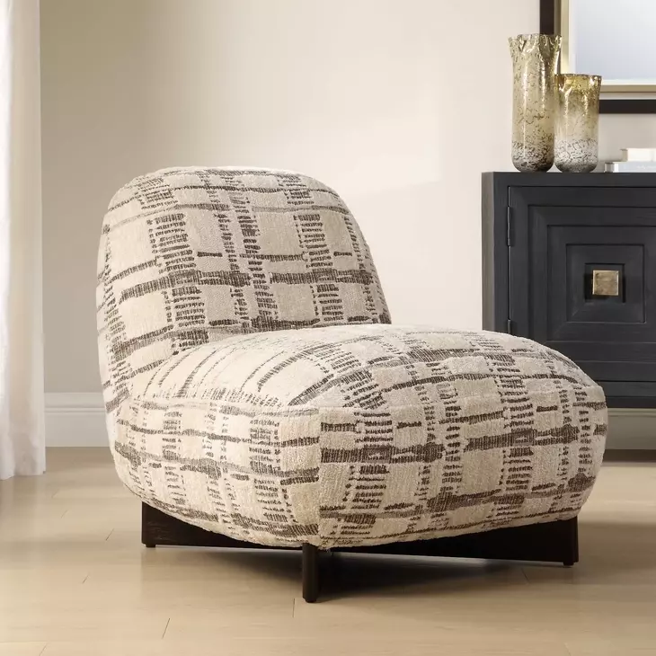 Evans Mocha and Caramel Upholstered Armless Accent Chair