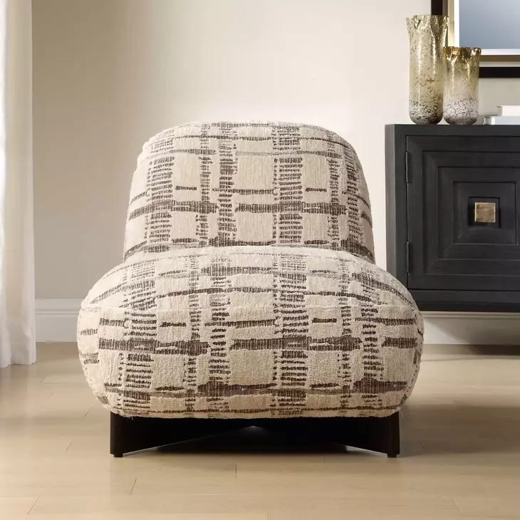 Evans Mocha and Caramel Upholstered Armless Accent Chair