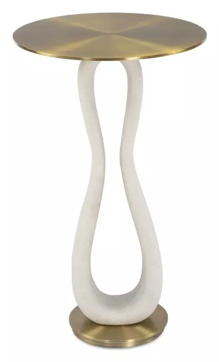Arlington Brass and White Round Accent Table