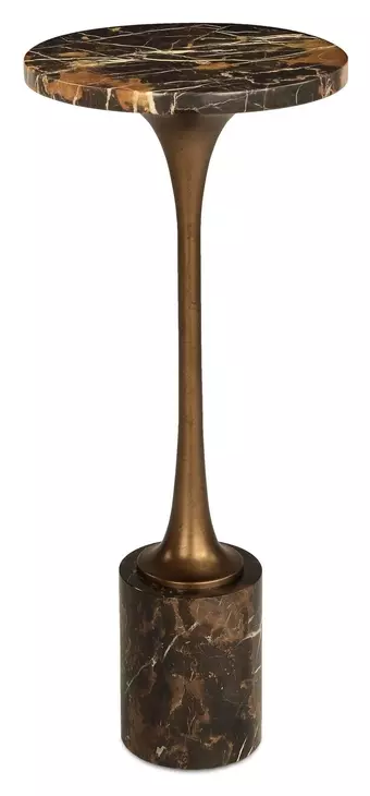 Karnes Black and Bronze Round Marble Top Drink Table