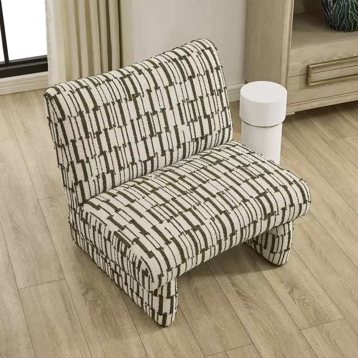 Alden Moss and Off White Upholstered Armless Accent Chair