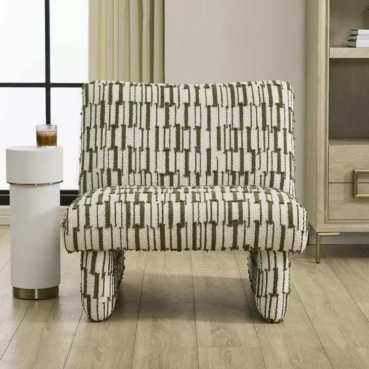 Alden Moss and Off White Upholstered Armless Accent Chair
