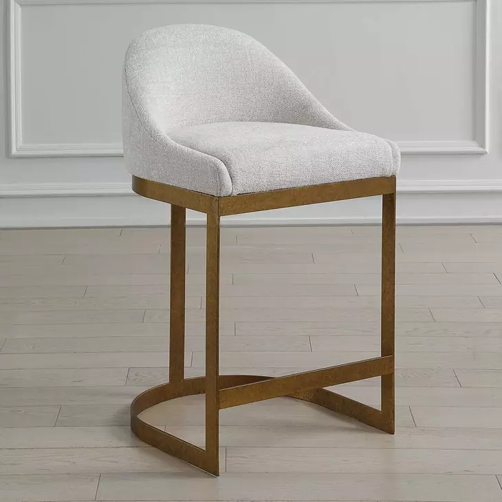 Belmont Soft Ivory Performance Fabric Upholstered Counter Height Stool