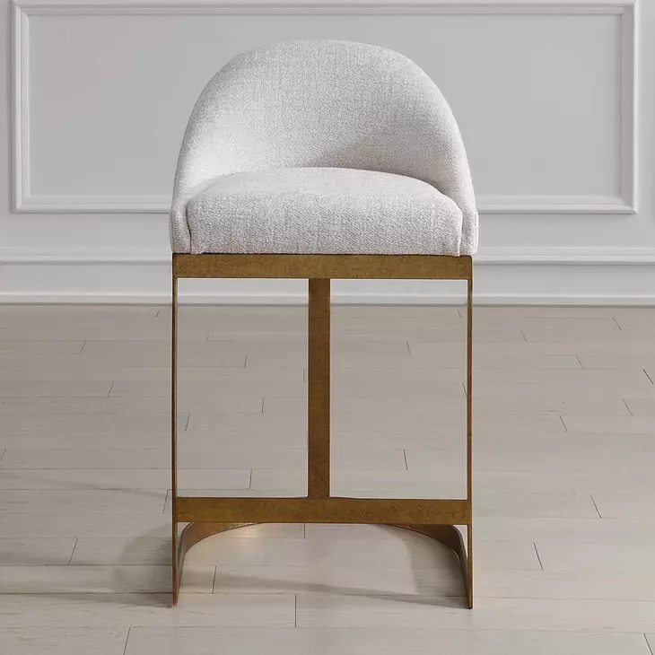Belmont Soft Ivory Performance Fabric Upholstered Counter Height Stool
