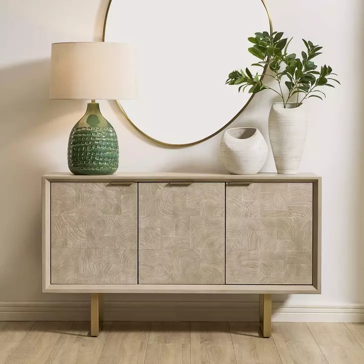 Fairmont Brown and Gold 3 Door Accent Cabinet