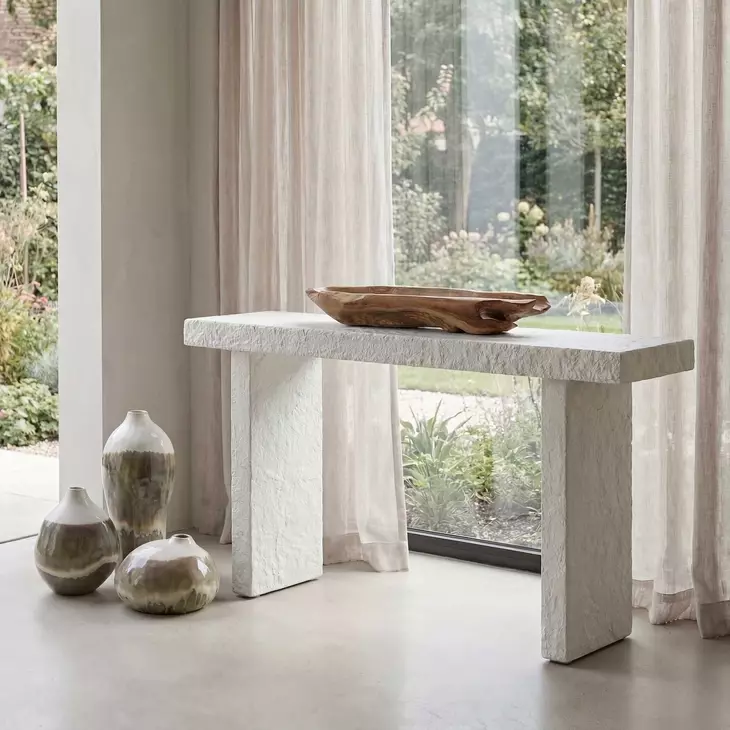 Langston Limestone Outdoor Rectangular Console Table