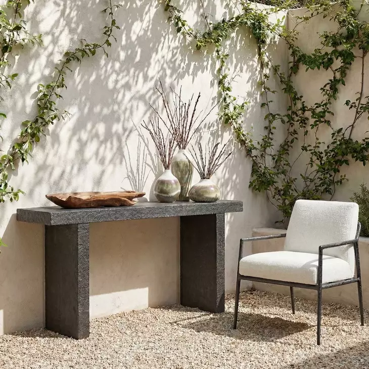 Langston Natural Slate Outdoor Rectangular Console Table