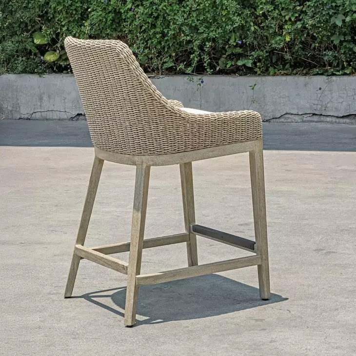 Carlisle Oyster White Upholstered Outdoor Counter Height Stool