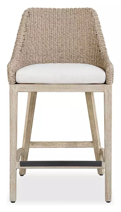 Carlisle Oyster White Upholstered Outdoor Counter Height Stool