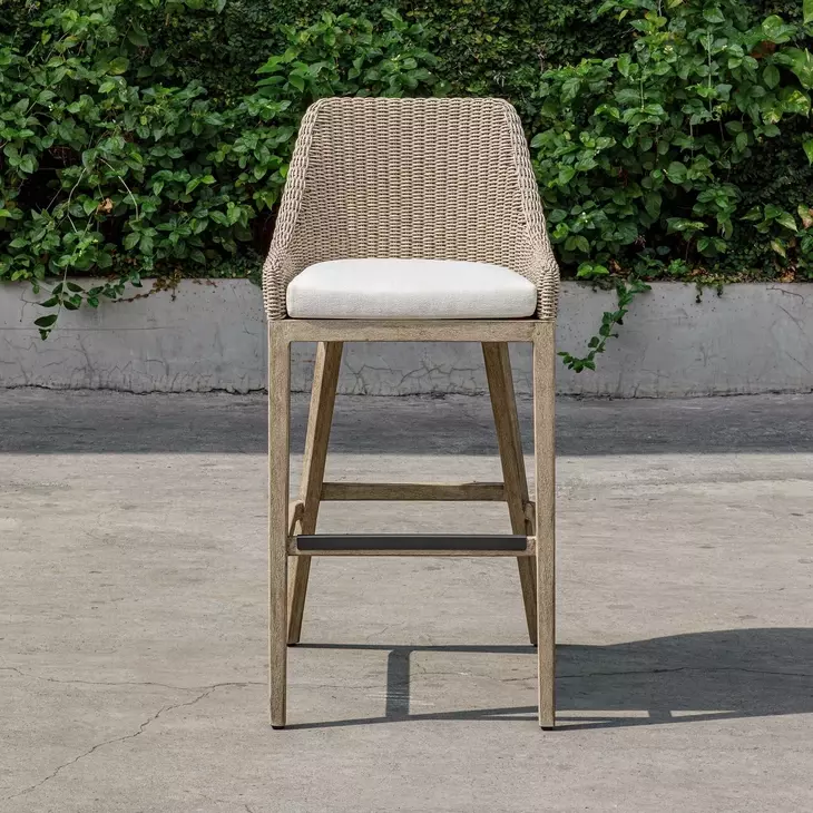 Carlisle Oyster White Upholstered Outdoor Bar Stool