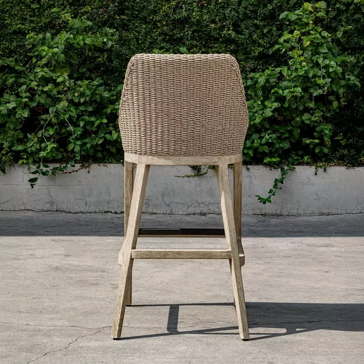 Carlisle Oyster White Upholstered Outdoor Bar Stool