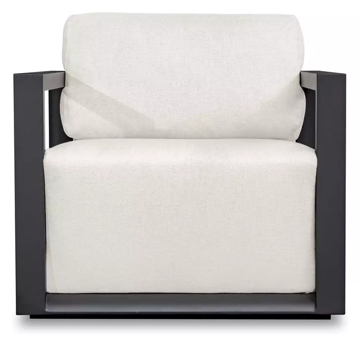 Carlisle Oyster White and Java Black Upholstered Outdoor Lounge Chair