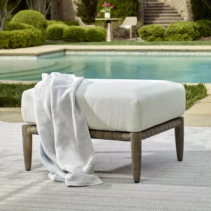Grafton Oyster White Upholstered Outdoor Rectangular Ottoman