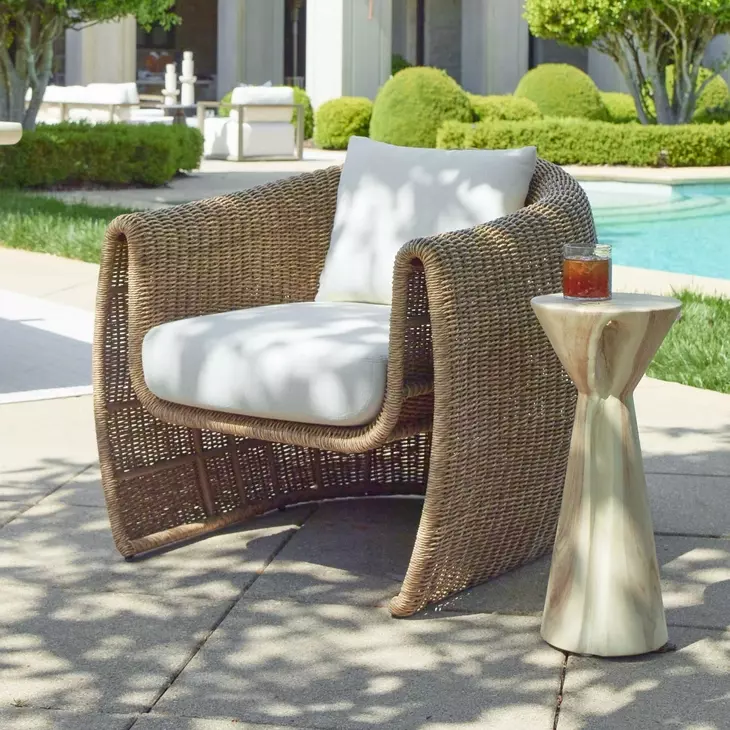 Belmont Oyster White and Golden Flax Upholstered Outdoor Lounge Chair