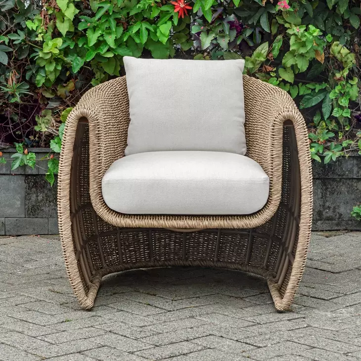 Belmont Oyster White and Golden Flax Upholstered Outdoor Lounge Chair