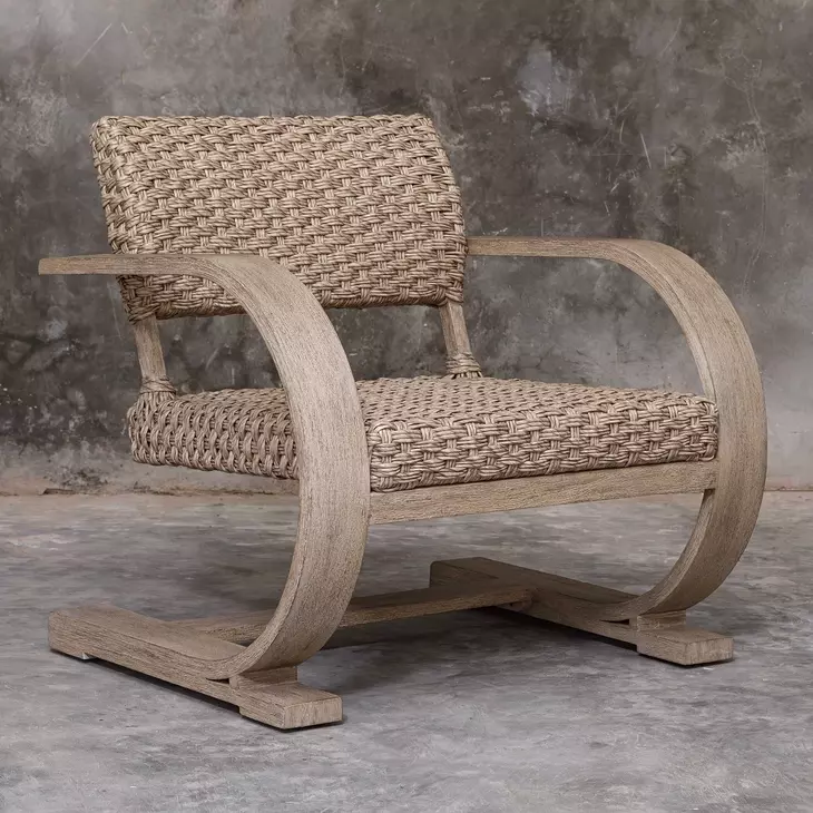 Belmont Oatmeal and Cerused Wheat Outdoor Lounge Chair