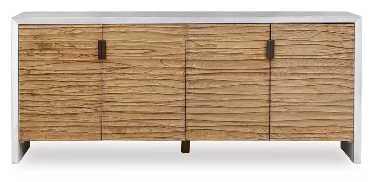 Grafton White and Brown 4 Door Accent Cabinet