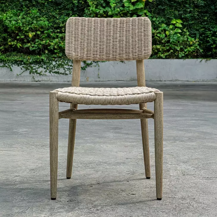 Carlisle Textured Oatmeal and Cerused Wheat Outdoor Dining Chair