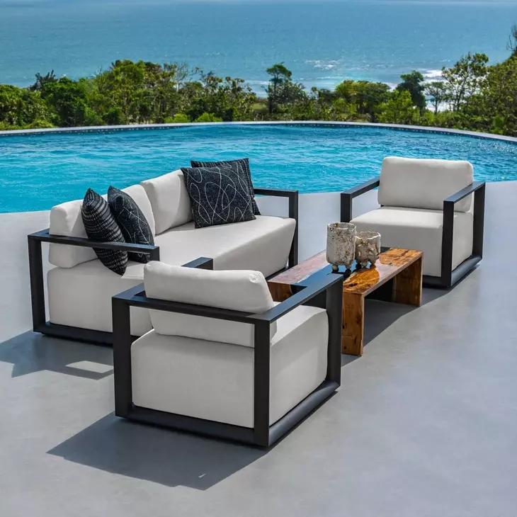 Carlisle Oyster White and Java Black Outdoor Living Room Set