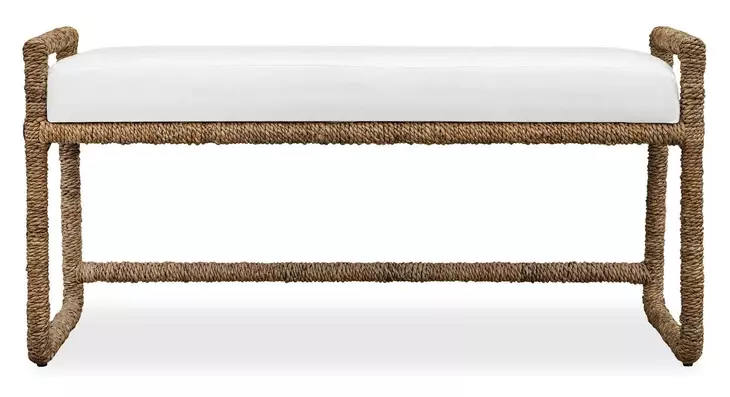 Alden Snow White Performance Fabric Upholstered Bed Bench