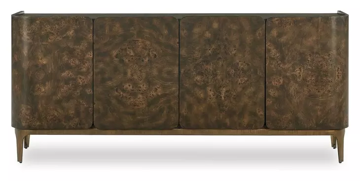 Monterey Brown and Brass 4 Door Accent Cabinet