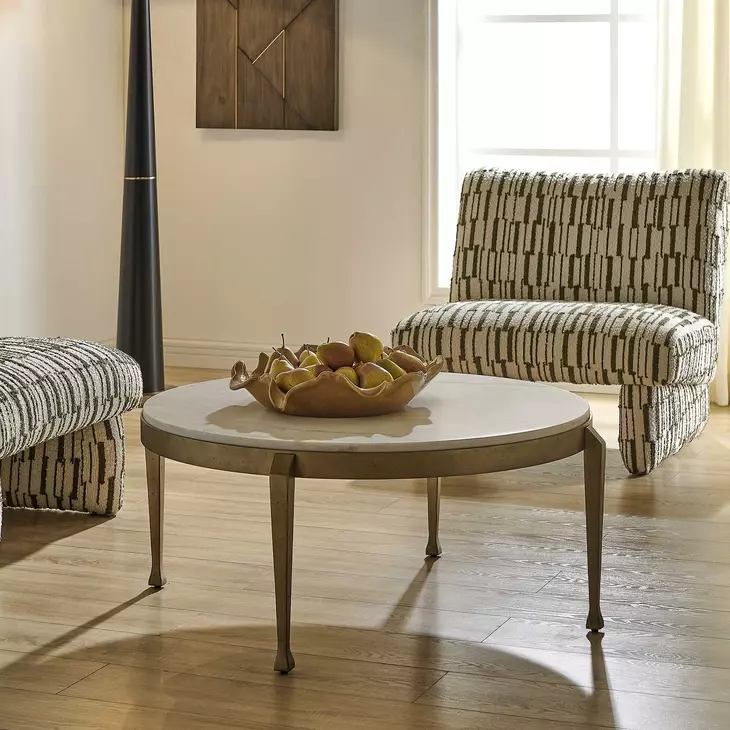 Tylan White and Warm Brass Occasional Table Set