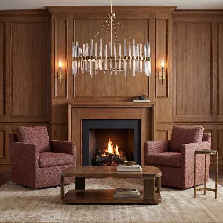 Oakley Canyon and Blush Upholstered Swivel Glider Accent Chair