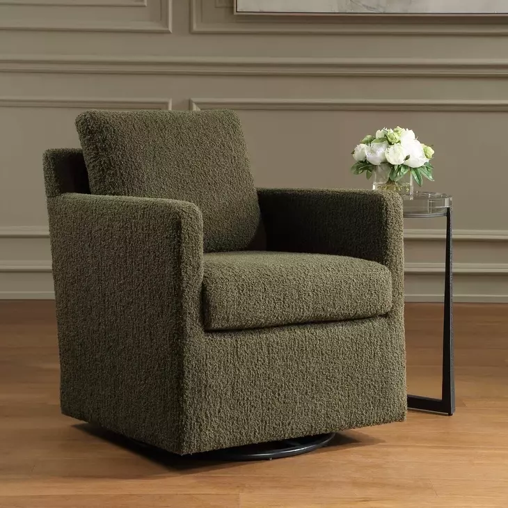 Oakley Kale Green Upholstered Swivel Glider Accent Chair