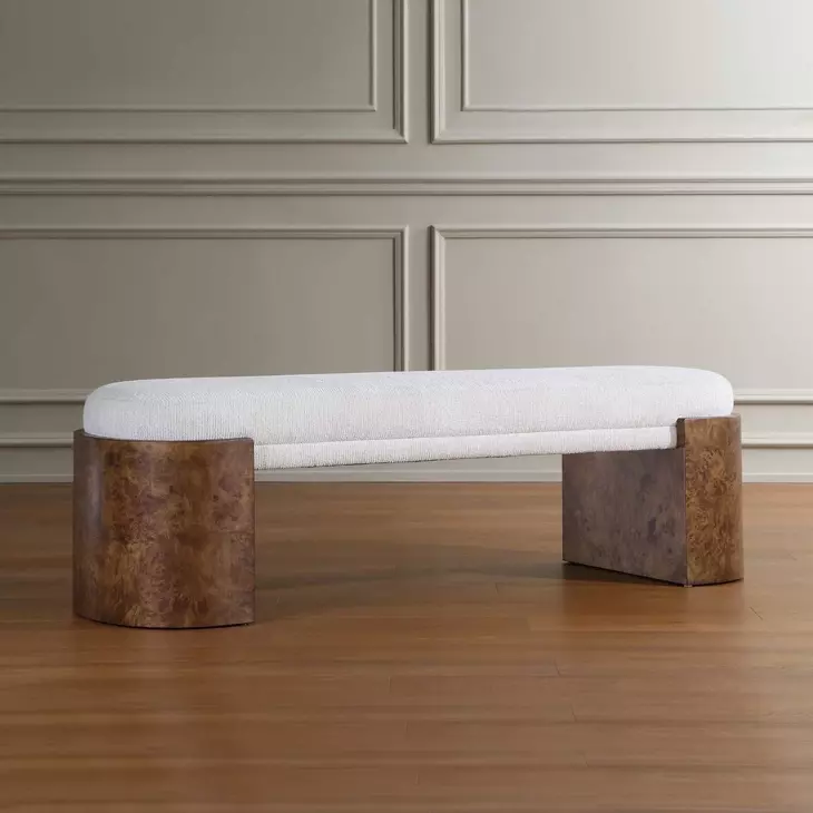 Grafton Off White Upholstered Accent Bench