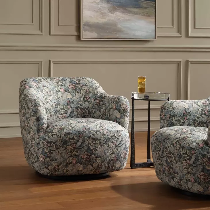 Carlisle Sage and Blue Upholstered Swivel Accent Chair