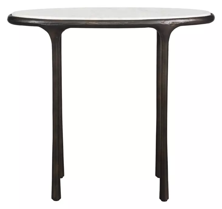 Riverton Dark Bronze and White Oval Marble Top Accent Table