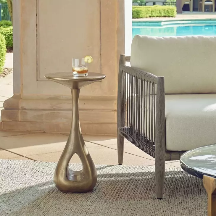 Arlington Antique Brass Outdoor Oval Accent Table