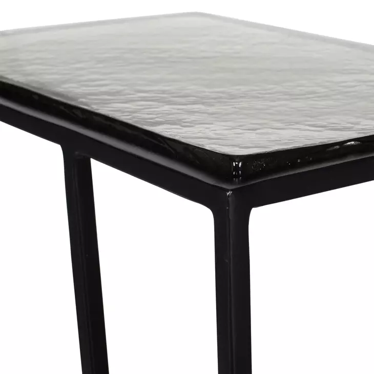 Alden Black Rectangular Glass Top Accent Table