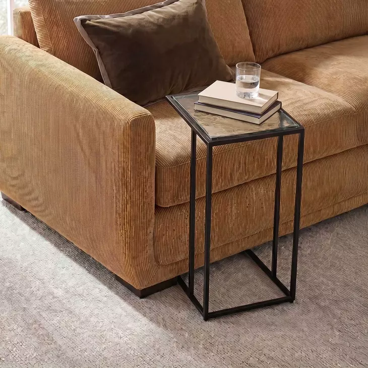 Alden Black Rectangular Glass Top Accent Table