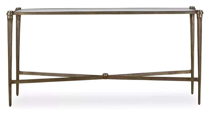Fairmont Antique Brass Rectangular Glass Top Console Table