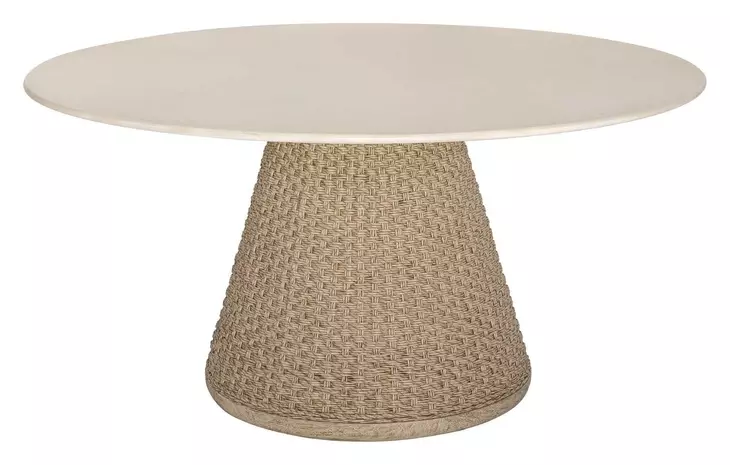 Kingsley White and Cerused Wheat Outdoor 60" Round Concrete Top Dining Table