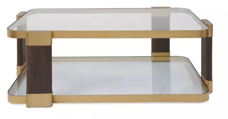 Grafton Gold and Brown Rectangular Glass Top Coffee Table
