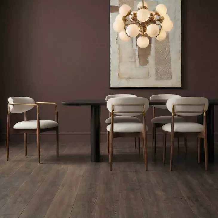 Alden Off White and Walnut Upholstered Dining Arm Chair