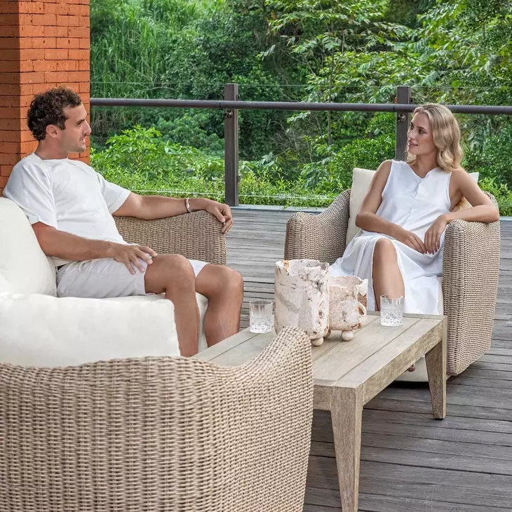 Kingsley Oyster White Upholstered Outdoor Swivel Lounge Chair