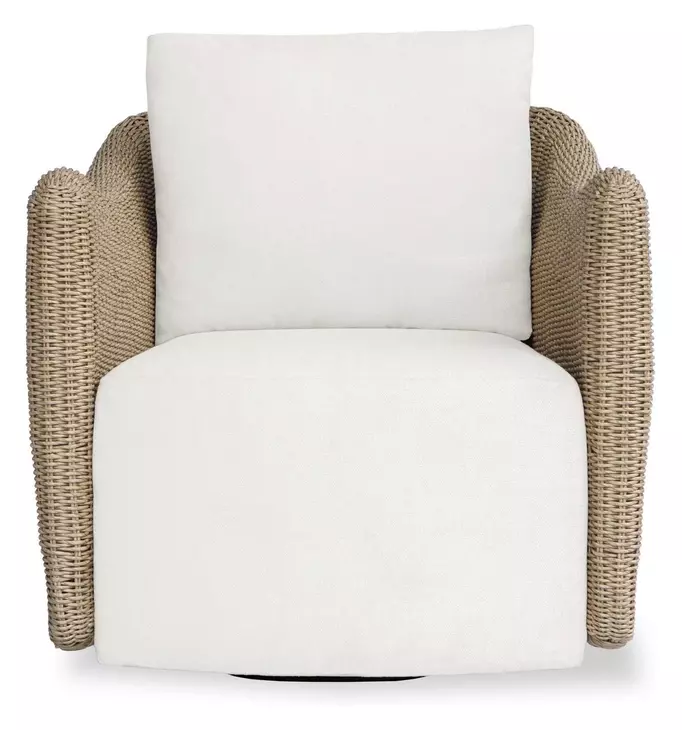 Kingsley Oyster White Upholstered Outdoor Swivel Lounge Chair