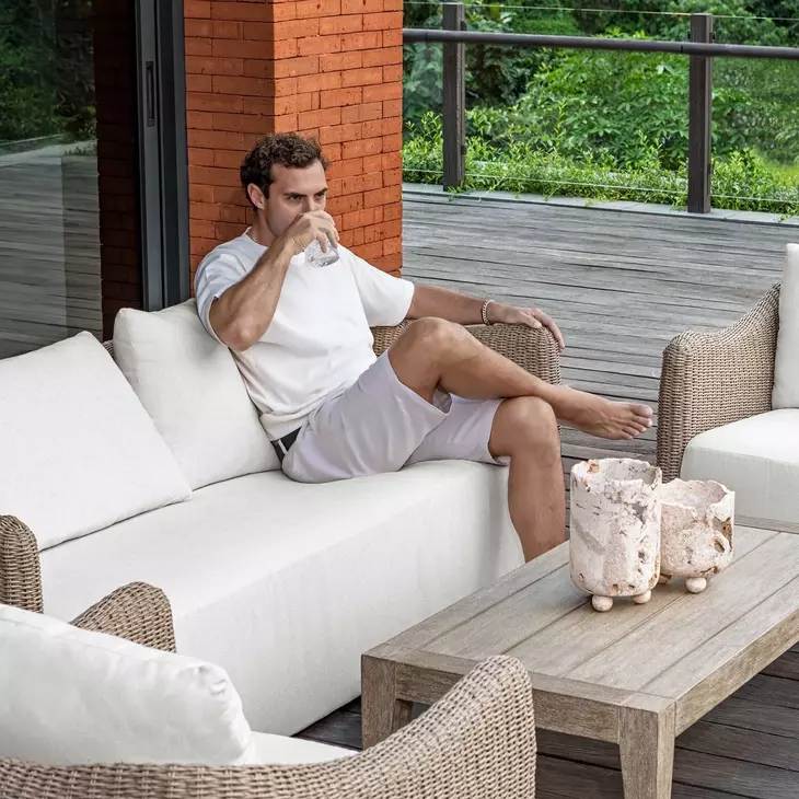 Kingsley Oyster White Outdoor 87" Sofa