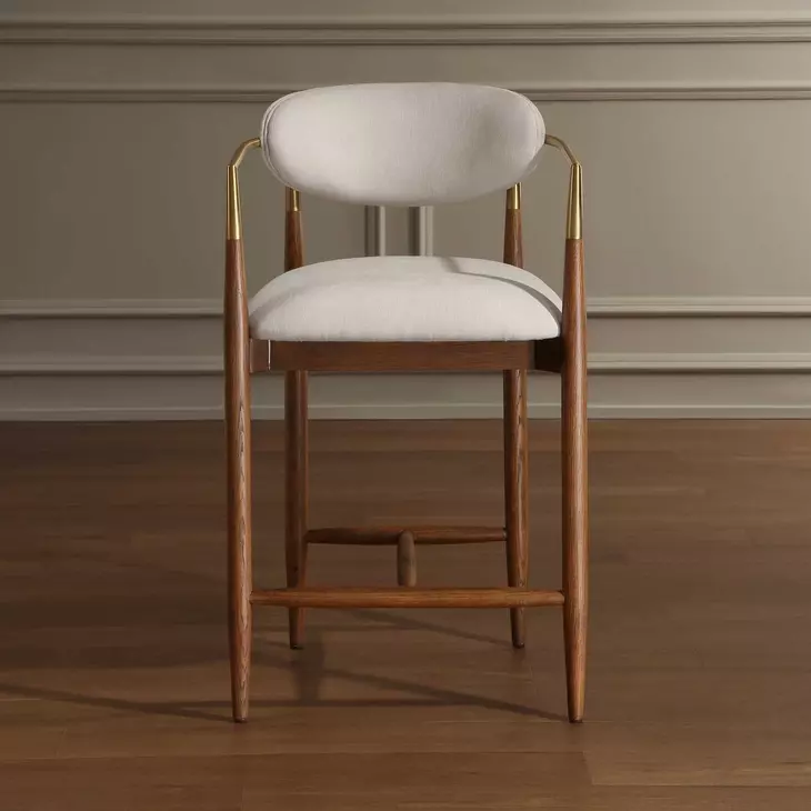 Moxie Off White and Walnut Upholstered Counter Height Stool