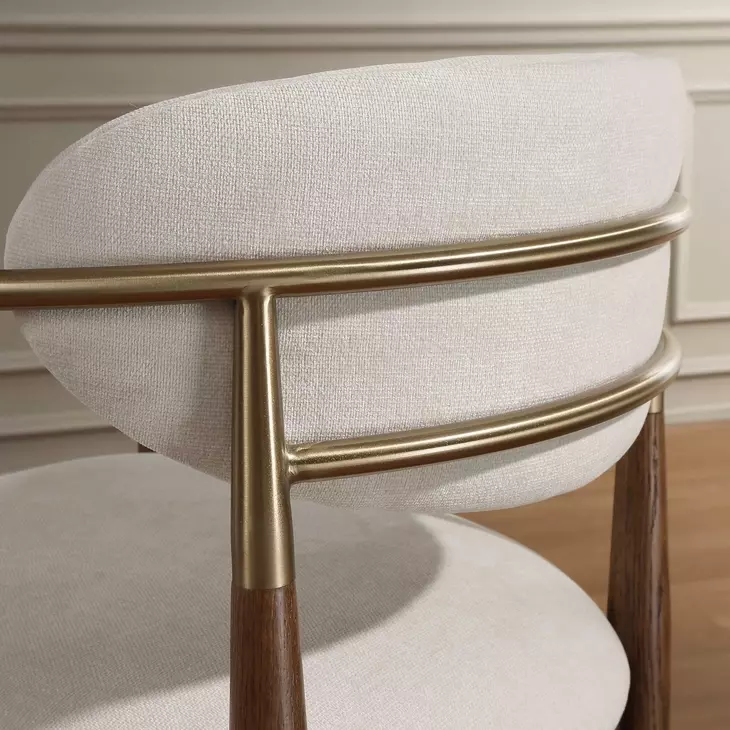 Moxie Off White and Walnut Upholstered Counter Height Stool