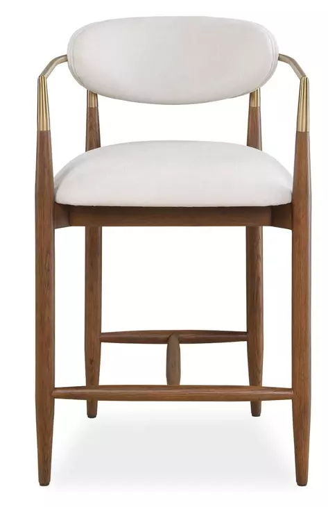 Moxie Off White and Walnut Upholstered Counter Height Stool